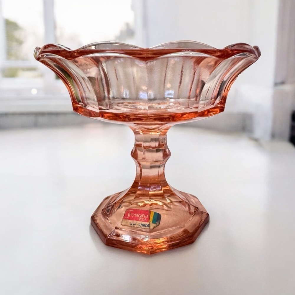 🍑Vintage Fostoria Virginia Peach Pedestal Bowl